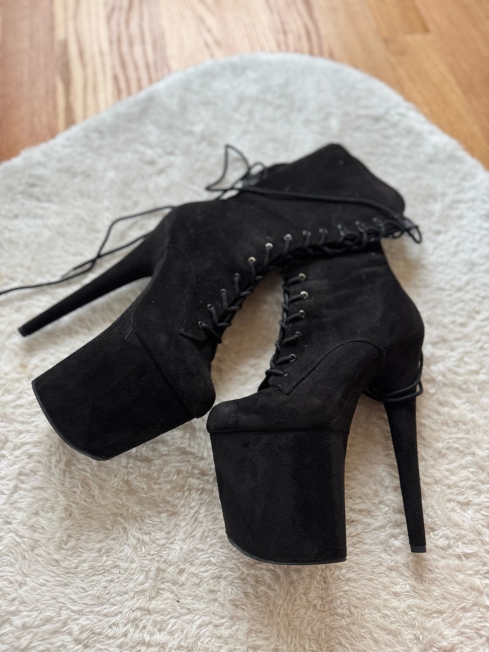 Pleaser Black Lace-Up Platform Ankle Boot (Flamingo-1020FS) - Picture 2 of 9